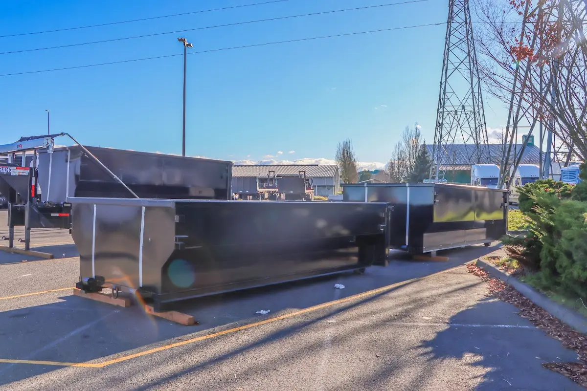 Roll-off dumpster ready for waste disposal at job site for Construction Dumpster Rental in Point Pleasant Beach
